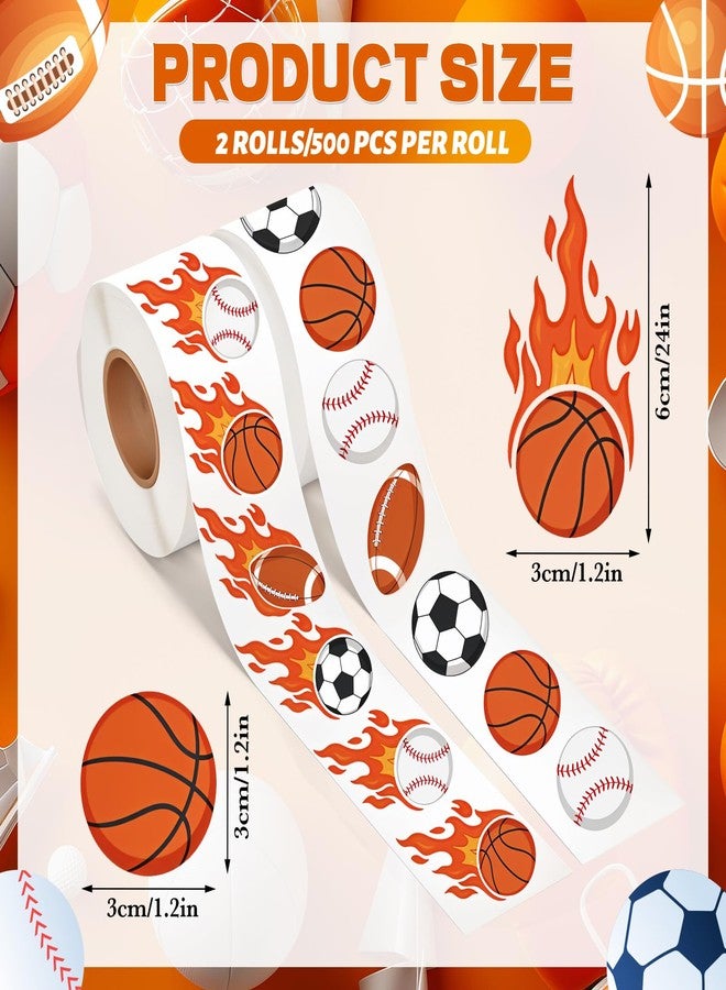 LUUFILx 1000 Pcs Sports Stickers Soccer Ball Basketball Football Baseball Small Ball Themed Party Decorative Stickers for Birthday Party Scrapbooking Sunday Game Day Sports Supplies - Image 3